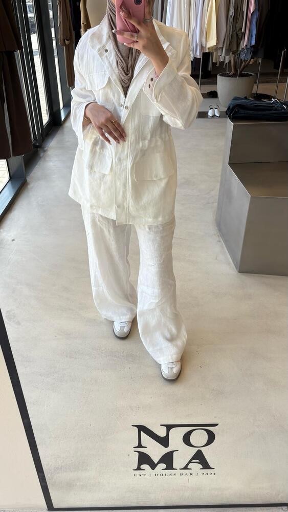 Two-Piece 4 Pockets Top Pants Set