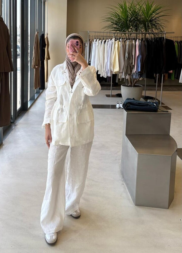 Two-Piece 4 Pockets Top Pants Set