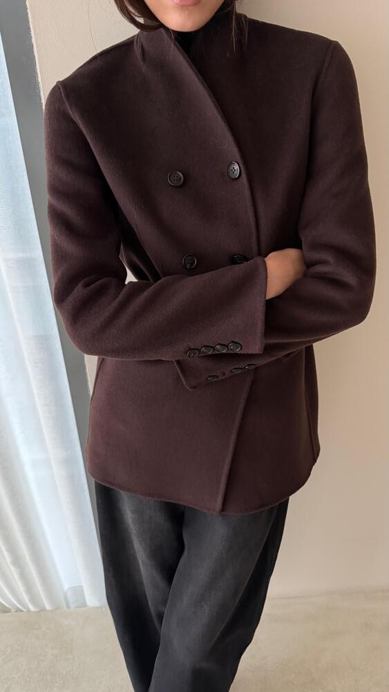 6 Black Buttons Woolen Jacket