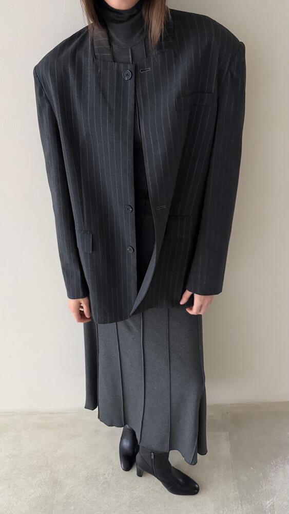 Striped Blazer  Turtleneck Dress Set
