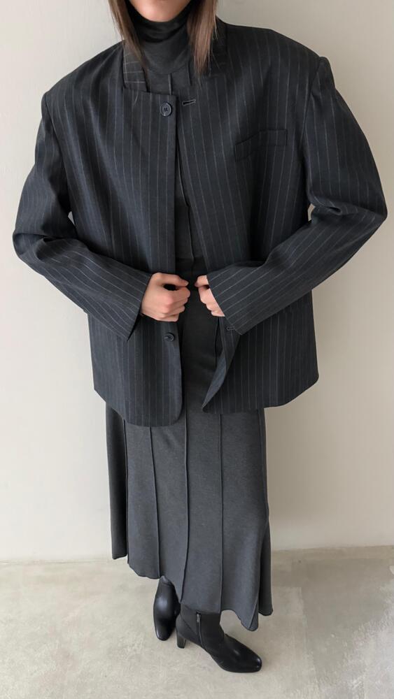Striped Blazer  Turtleneck Dress Set