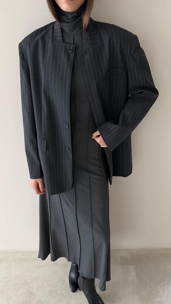 Striped Blazer  Turtleneck Dress Set