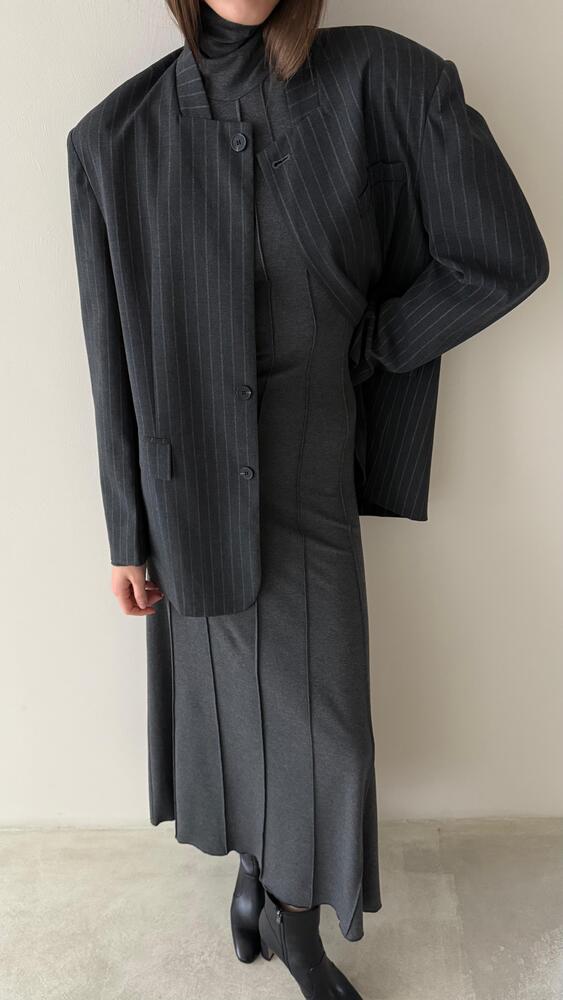 Striped Blazer  Turtleneck Dress Set
