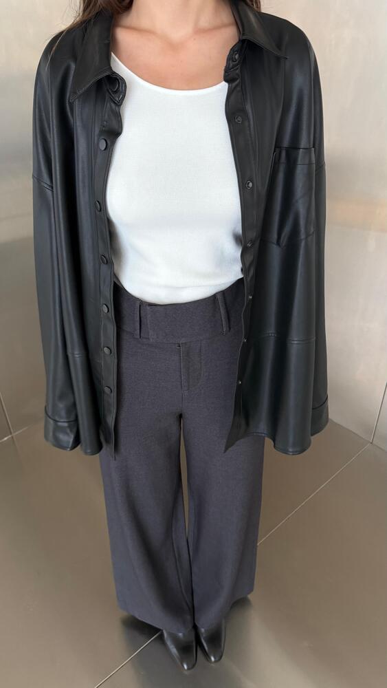 Button Down Leather Jacket