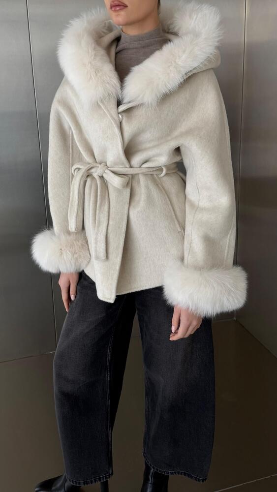 Fur Collar Jacket w/ Belt