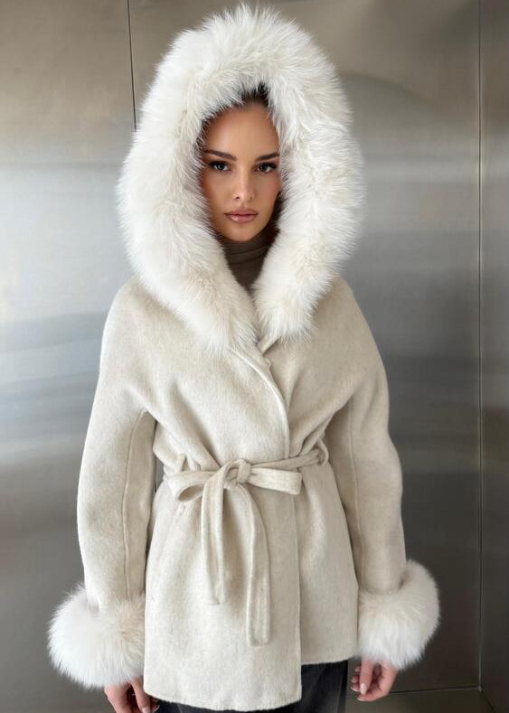 Fur Collar Jacket w/ Belt