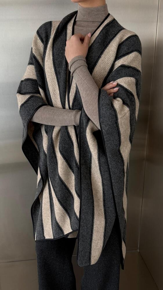 Striped  Woolen Cape