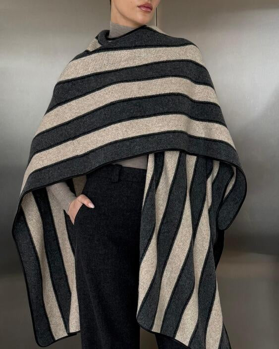 Striped  Woolen Cape