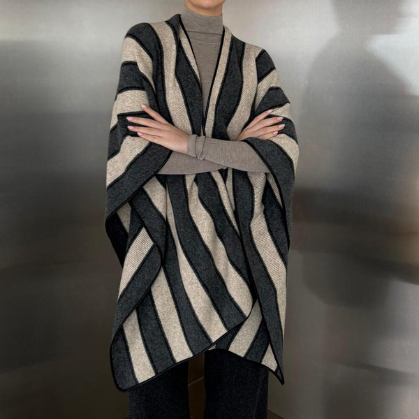 Striped  Woolen Cape