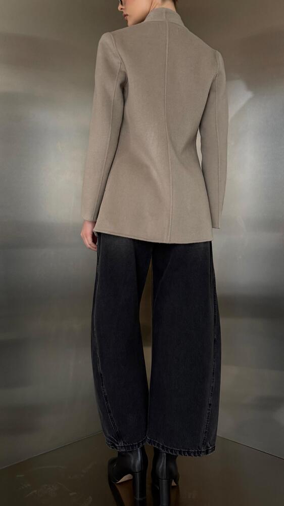 Side One-Button Woolen BlazerX