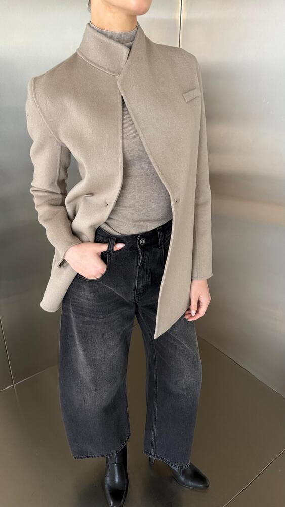Side One-Button Woolen BlazerX