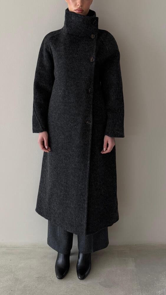 Oversize Stand Collar Woolen Belted Coat