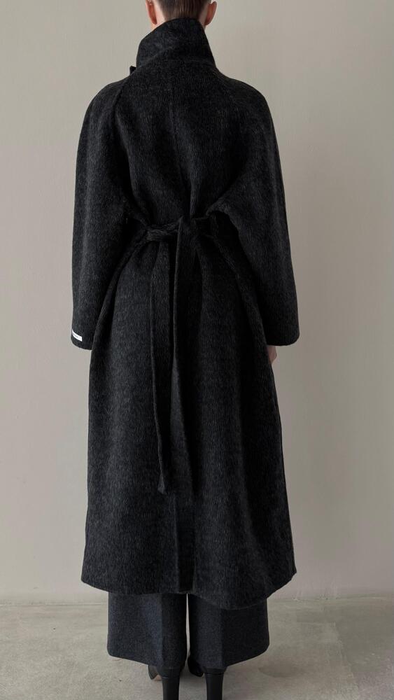 Oversize Stand Collar Woolen Belted Coat
