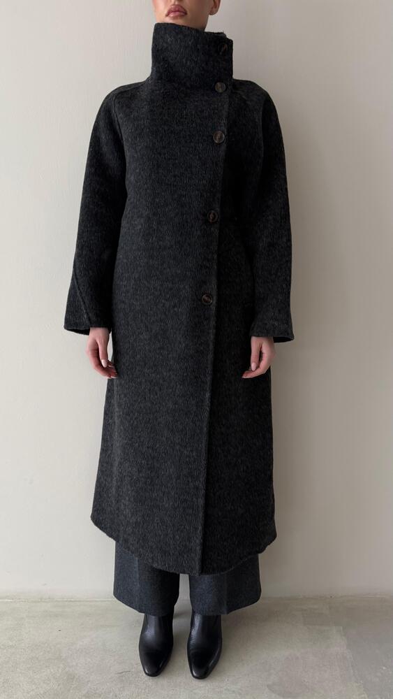 Oversize Stand Collar Woolen Belted Coat