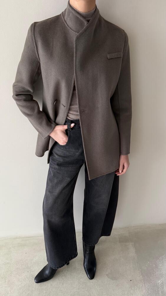 Side One-Button Woolen BlazerX