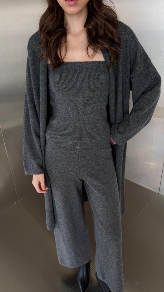 3PC Cardigan-Tube Knit Set
