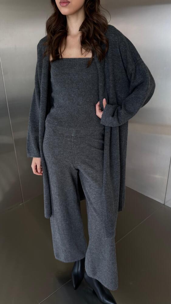 3PC Cardigan-Tube Knit Set