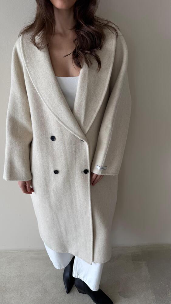 Shawl-style Woolen Lapel Coat w/ Belt