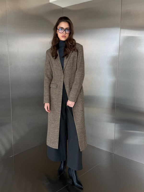 Micro-checked Coat