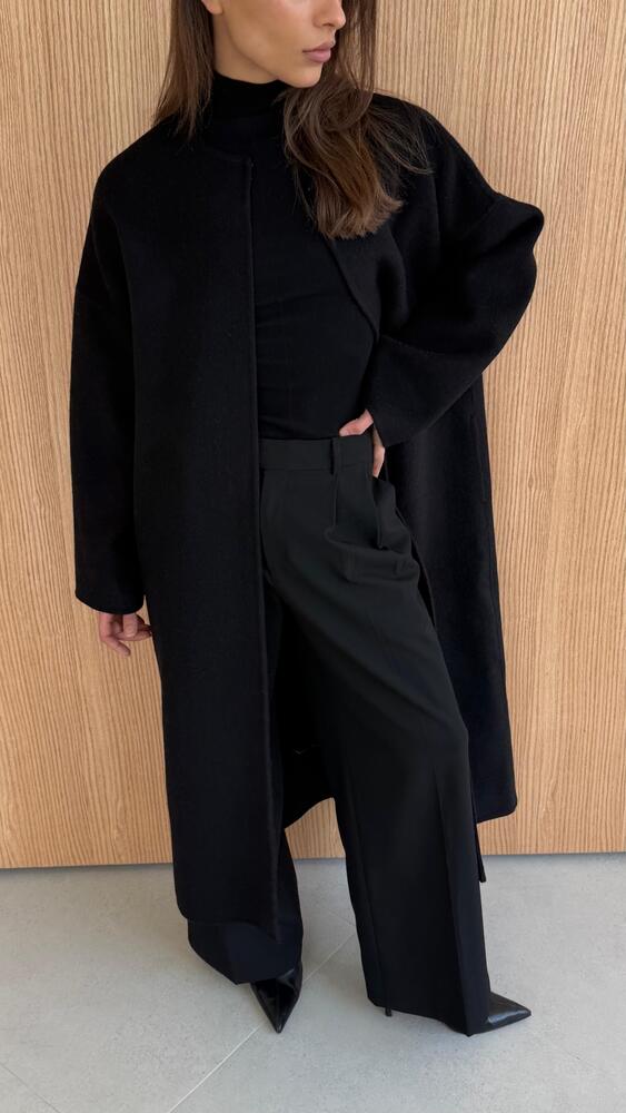 Big Size Round Neck Woolen Coat