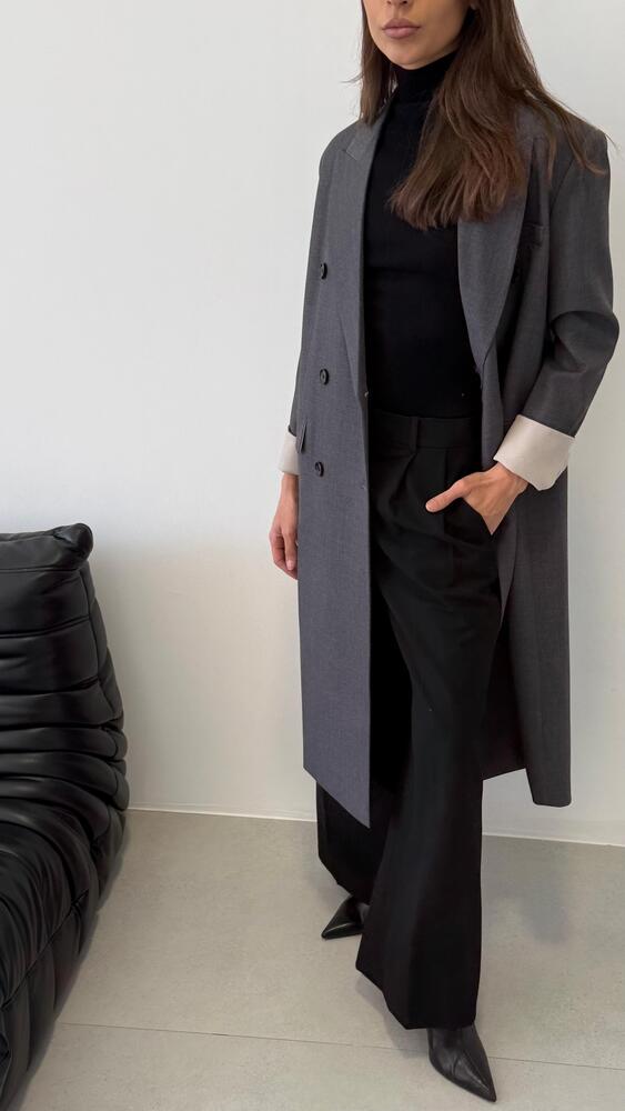 Wide Long Coat 6 Buttons