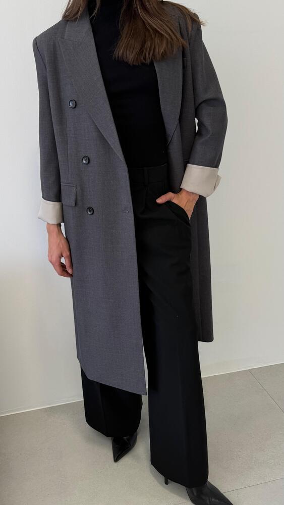 Wide Long Coat 6 Buttons