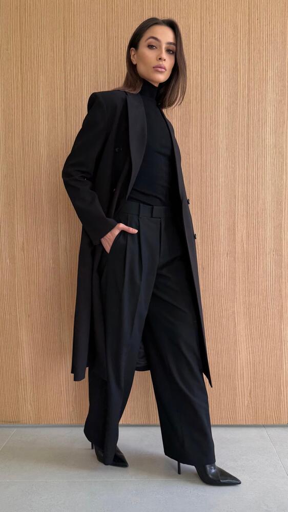Wide Long Coat 6 Buttons
