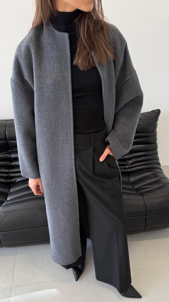 Big Size Round Neck Woolen Coat