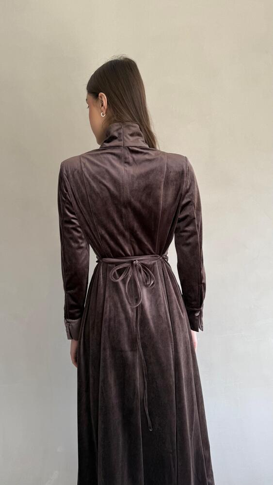 High Neck Velvet  Belted  Kaftan Skirt Set