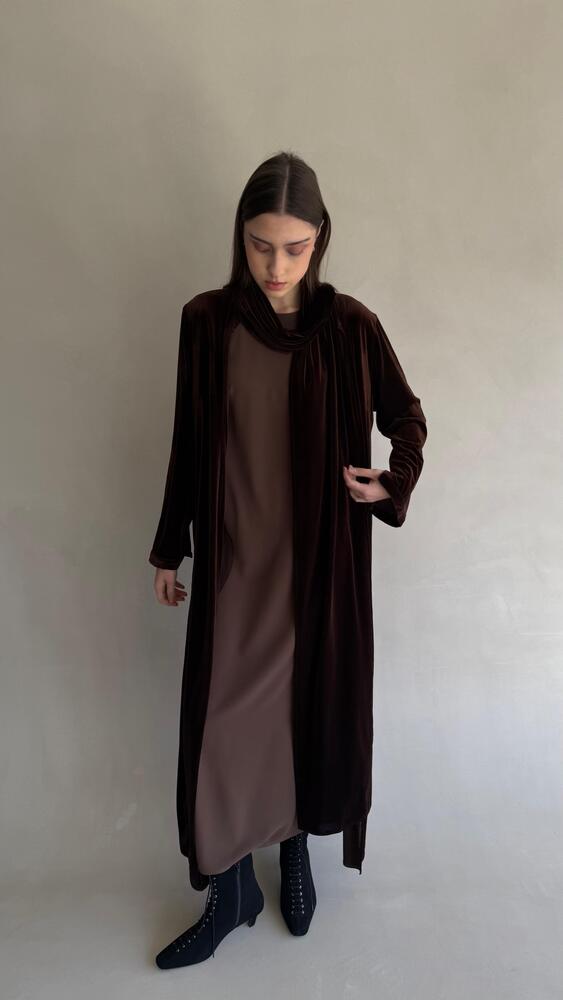 2PC Set Velvet Kaftan Open Front Slit