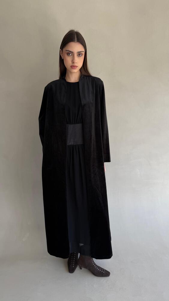 Waistband Satin Inner Velvet Kaftan Set