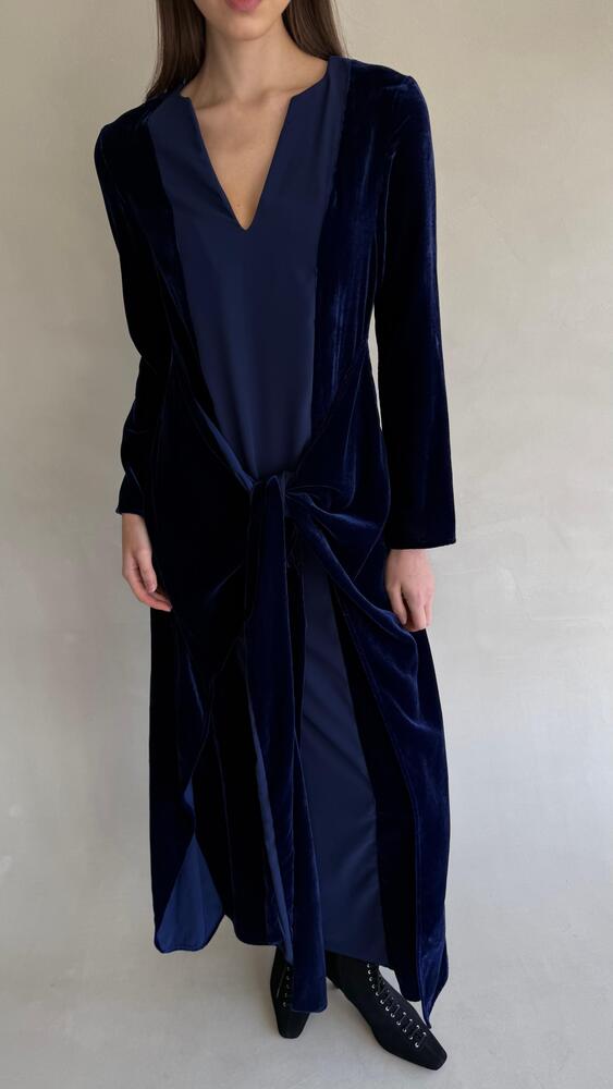 Velvet Tie-front Kaftan