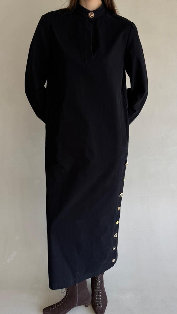Golden Button Black Kaftan