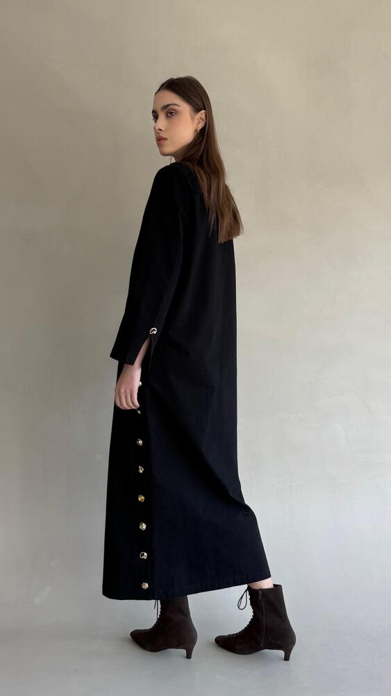 Golden Button Black Kaftan