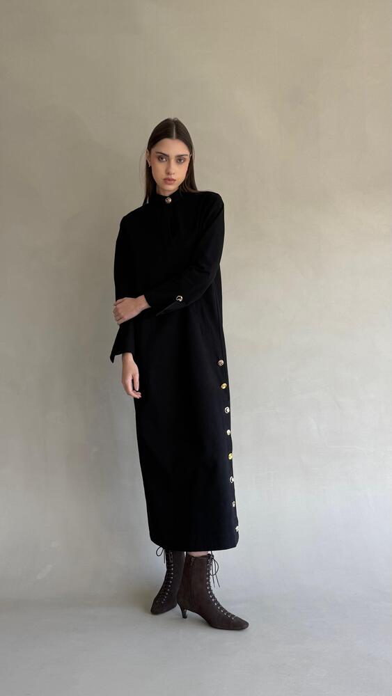 Golden Button Black Kaftan