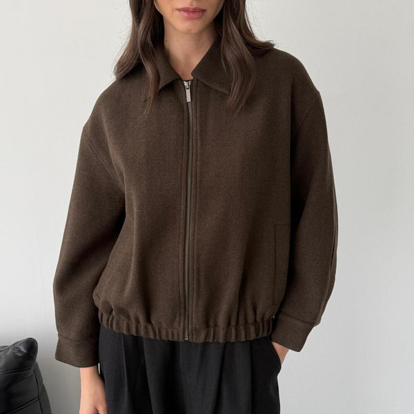 Garterized Hem Short Jacket