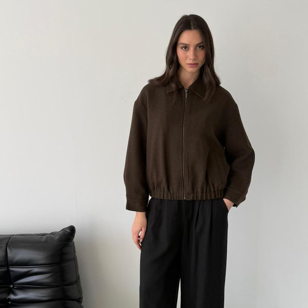 Garterized Hem Short Jacket
