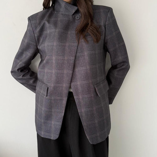 Irregular Plaid Blazer