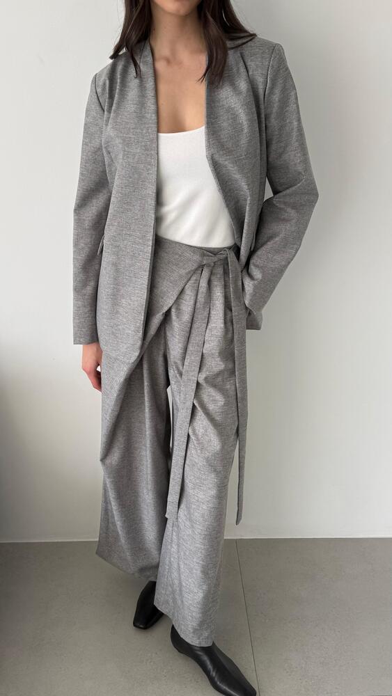 Tie-Waist Asymmetrical Trouser Set