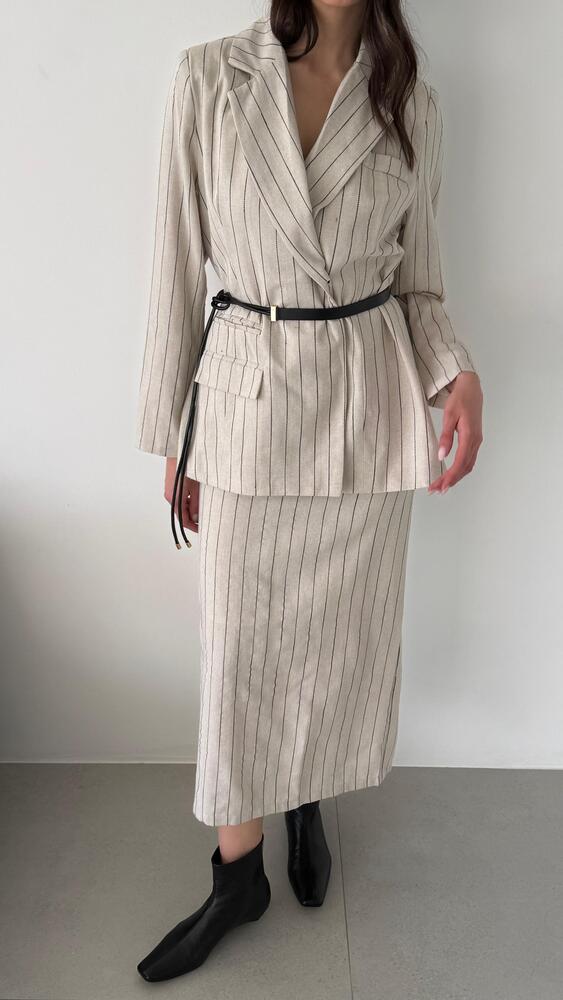 Striped Skirt Set w/ Belt