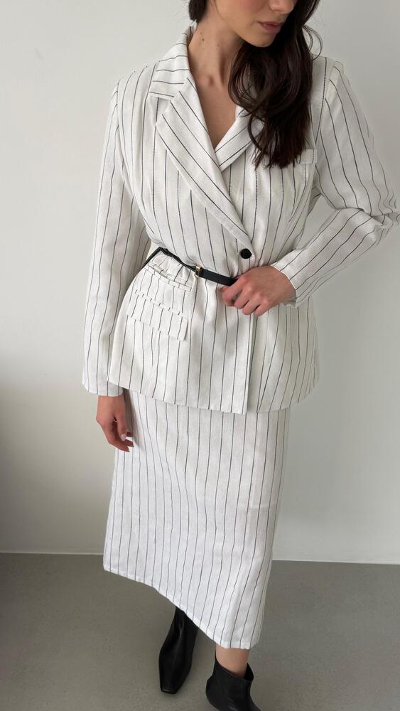 Striped Skirt Set w/ Belt