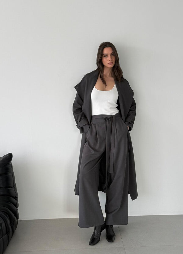 Wide Lapel Coat w/ Pants Set