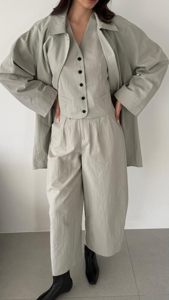 3PC Loose Mid Jacket Set