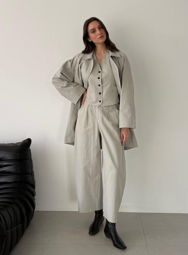 3PC Loose Mid Jacket Set