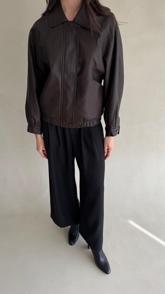 Zip Leather Short Jacket