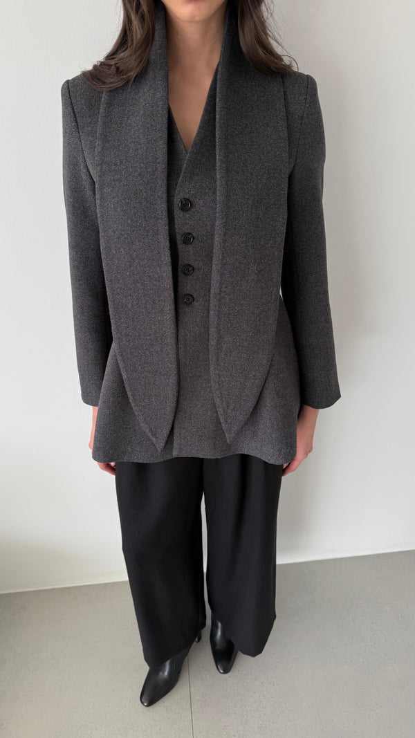 Pointed Edge Scarf Woolen Blazer