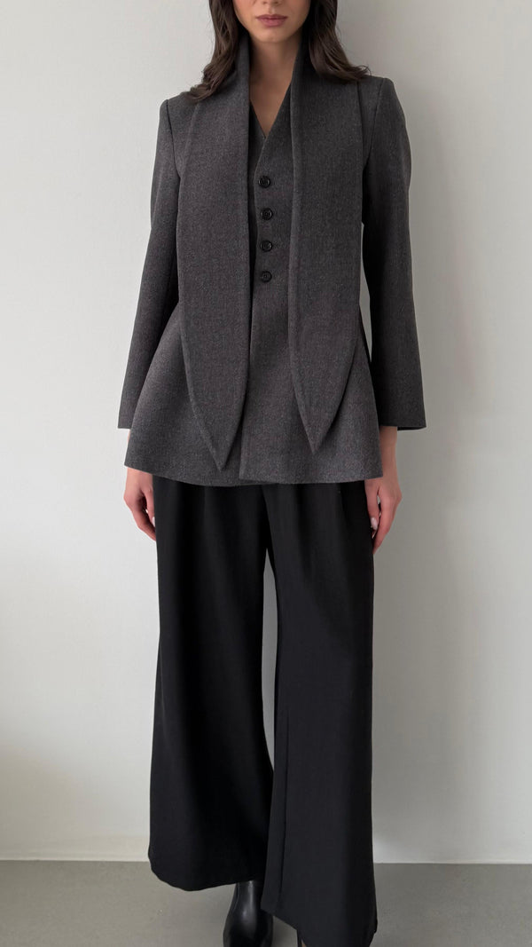 Pointed Edge Scarf Woolen Blazer