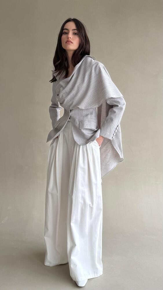 Scarf Blazer w/ Pointed Lapel