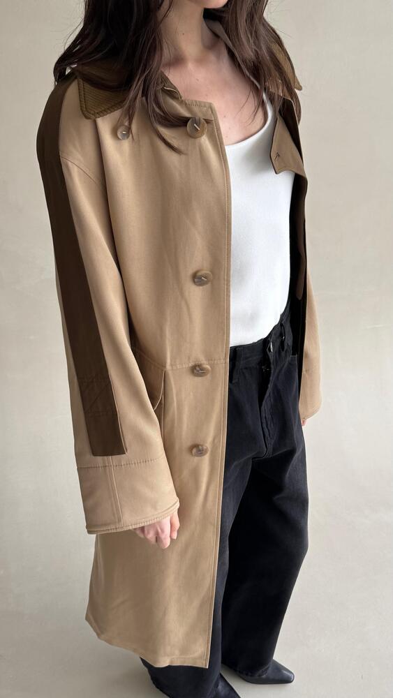 Ribbed Knit Collared Trench Coat w/ Belt