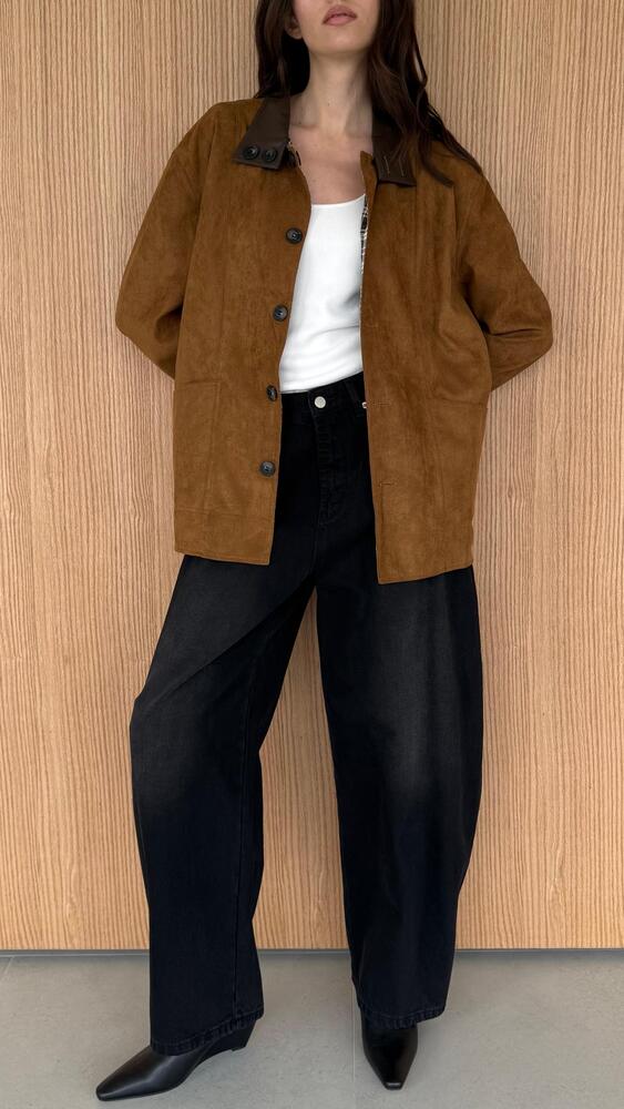 Brown Collar Suede Jacket